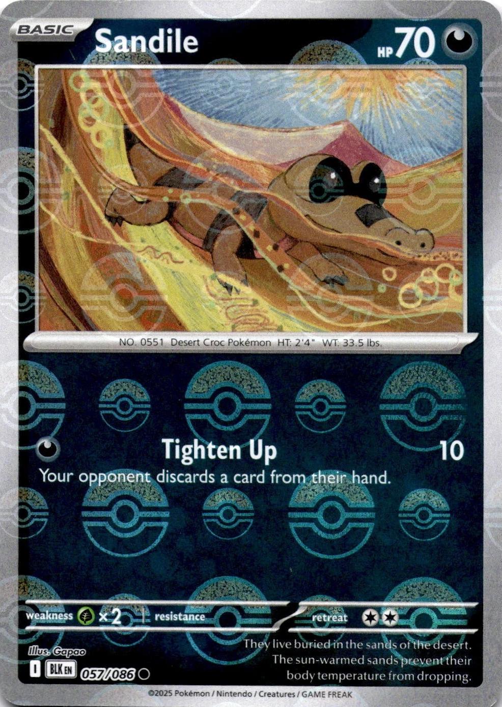 Black Bolt Sandile [Poke-Ball] Pokémon card
